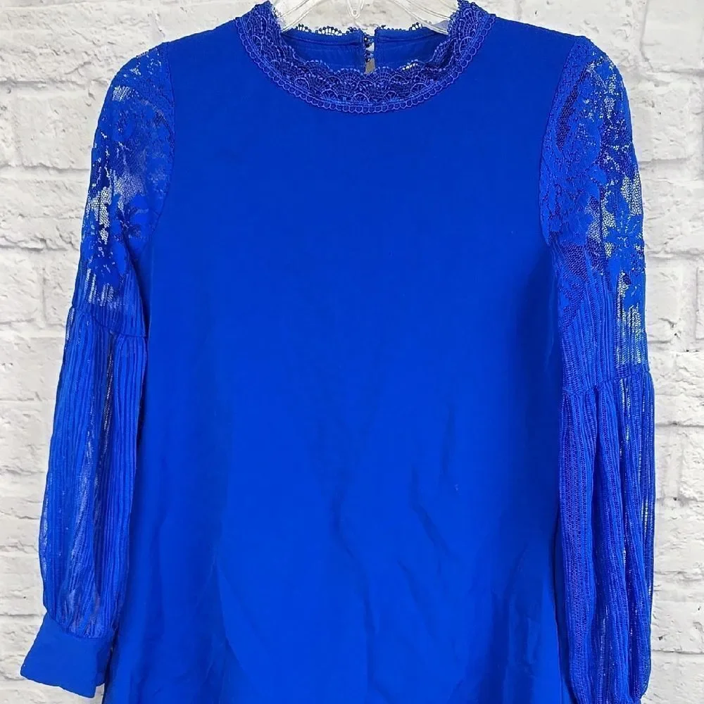 GB Girls Dress Royal Blue Puffy Sheer Lace Sleeve Elegant Semi-Formal Cruise